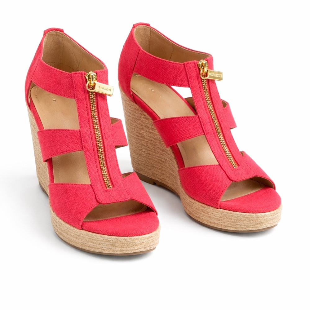 New - Michael Kors Damita Wedge Sandals in Watermelon